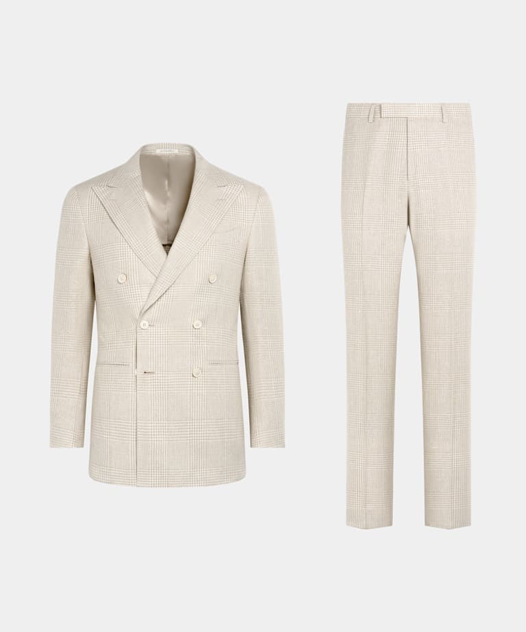 Sand Checked Tailored Fit Havana Suit