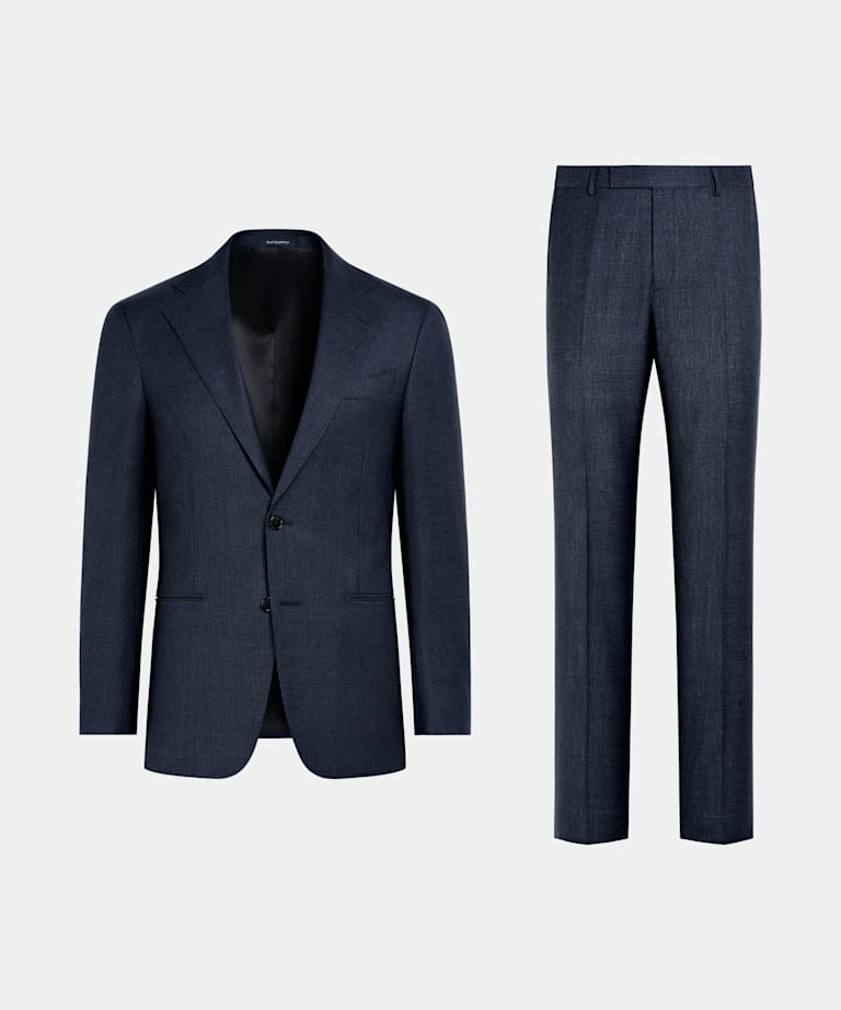 Navy Houndstooth Tailored Fit Havana Suit