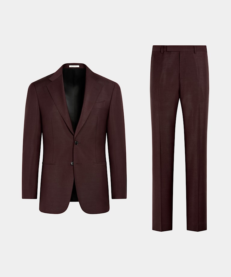 Burgundy Tailored Fit Havana Suit