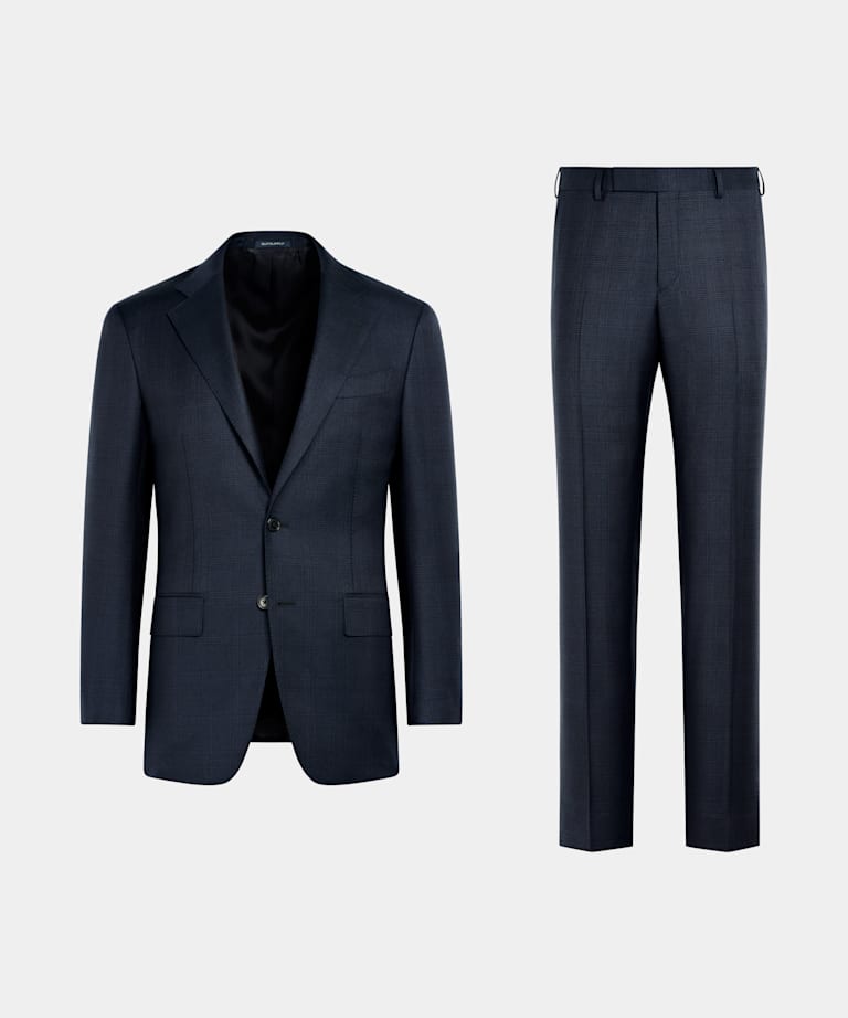 Navy Checked Tailored Fit Havana Suit