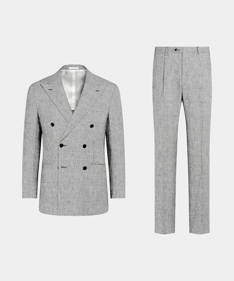 Black Checked Tailored Fit Havana Suit