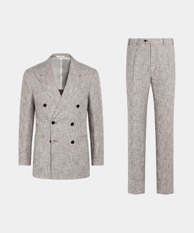 Mid Brown Checked Tailored Fit Havana Suit