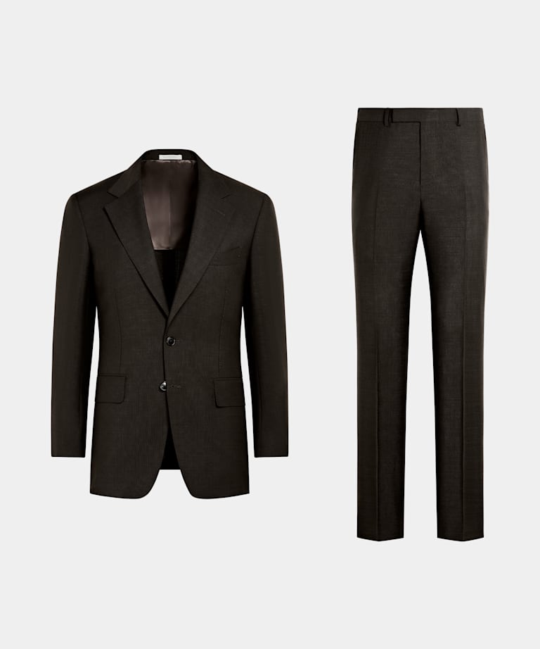 Garnitur Milano tailored fit ciemnobrązowy