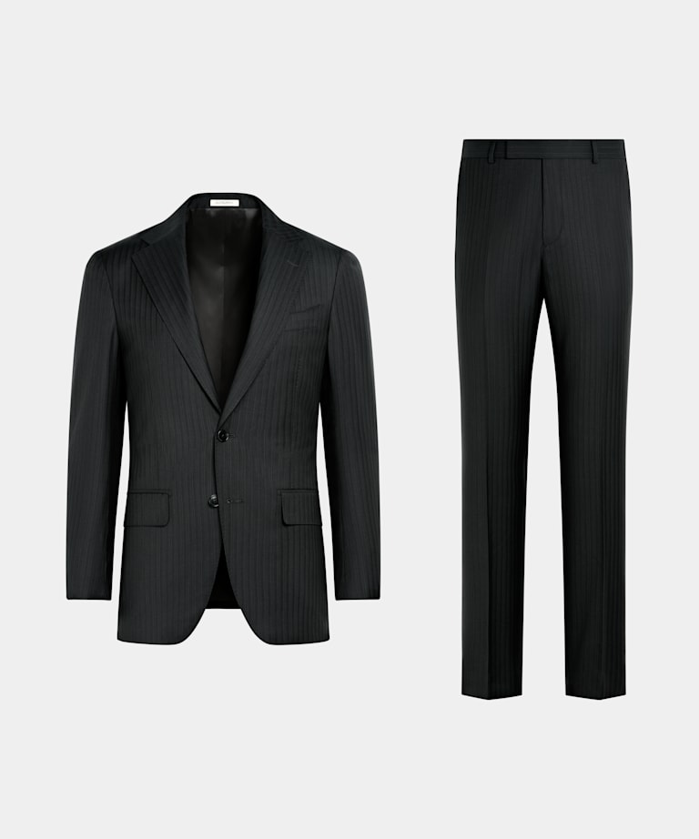 Traje Havana negro a rayas corte Tailored Fit