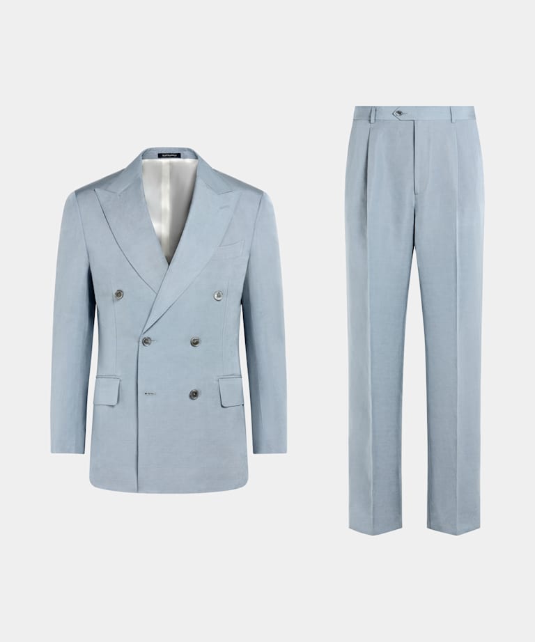 Mid Blue Tailored Fit Milano Suit