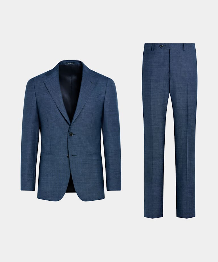 Mid Blue Checked Perennial Tailored Fit Havana Suit