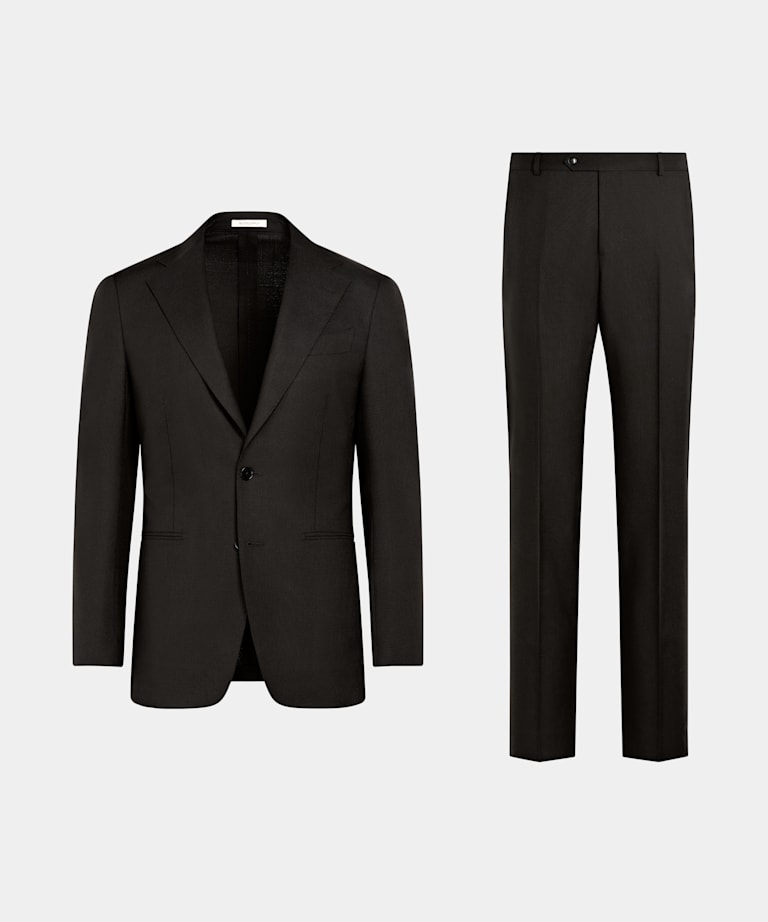 Dark Brown Houndstooth Tailored Fit Havana Suit