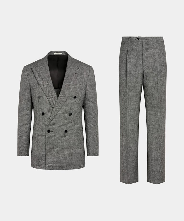 Dark Grey Checked Relaxed Fit Roma Suit