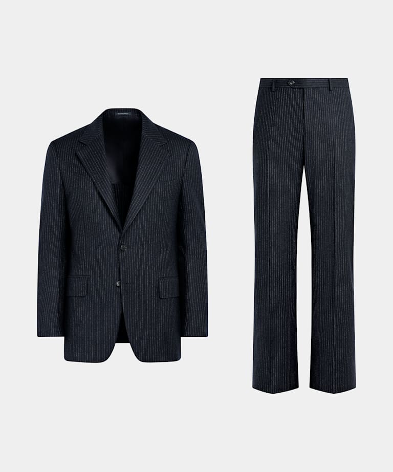 Navy Striped Relaxed Fit Roma Suit