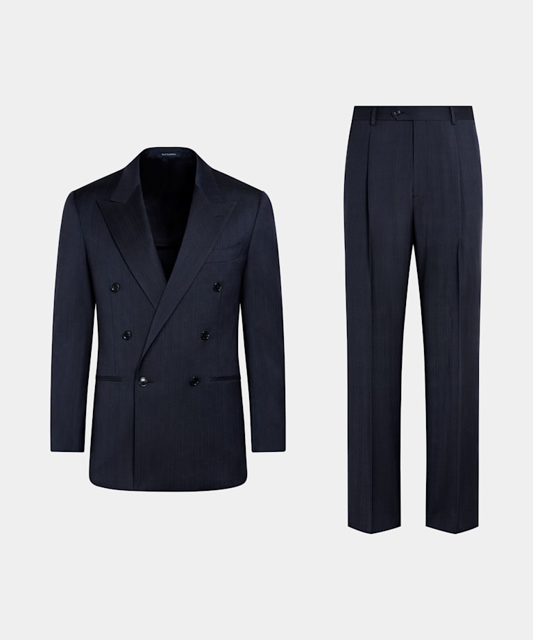 Abito Roma blu navy spina di pesce relaxed fit