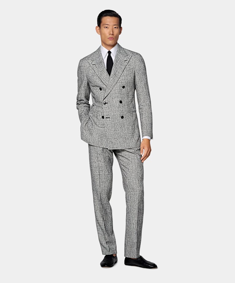 Costume Havana &agrave; carreaux noirs coupe tailored fit