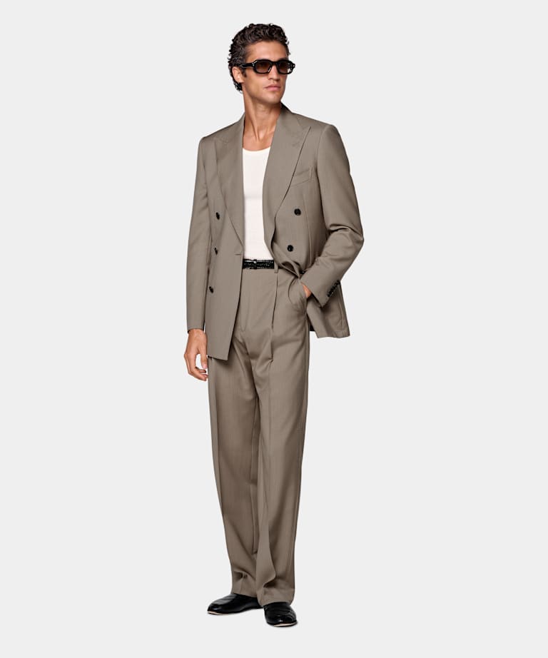 Taupe Tailored Fit Milano Suit