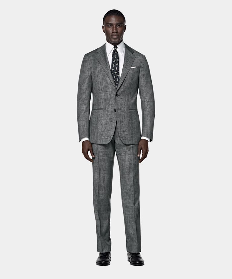 다크 그레이 체크 테일러드 핏 Havana 수트