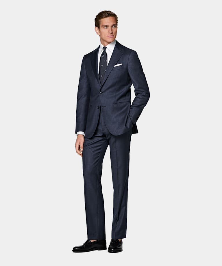 Navy Houndstooth Tailored Fit Havana Suit