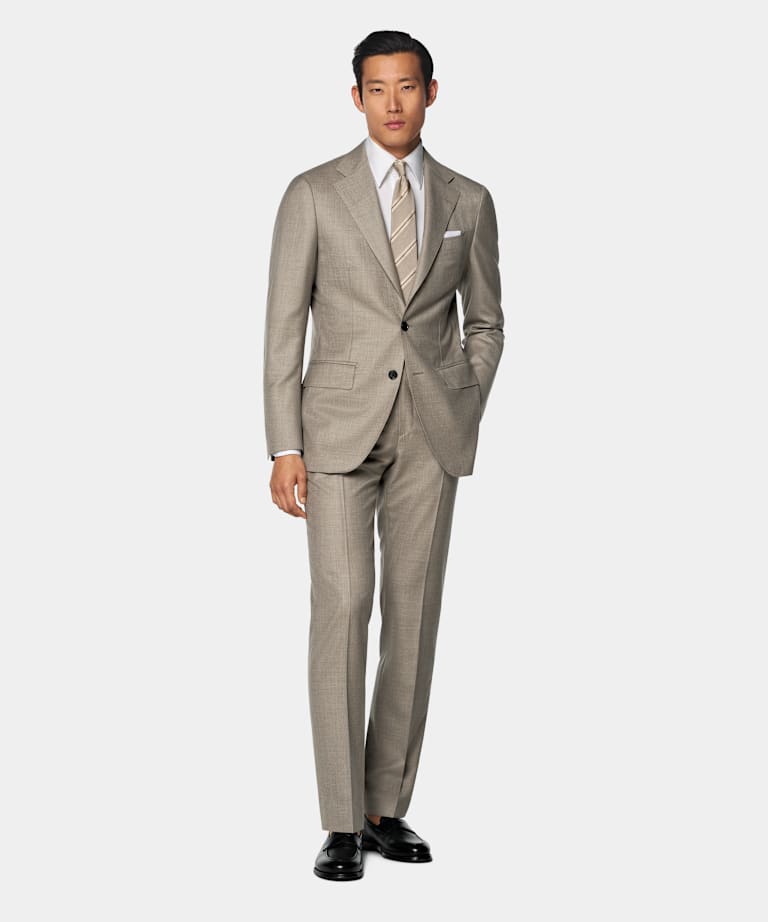 Havana Anzug in Mid Taupe, Tailored Fit