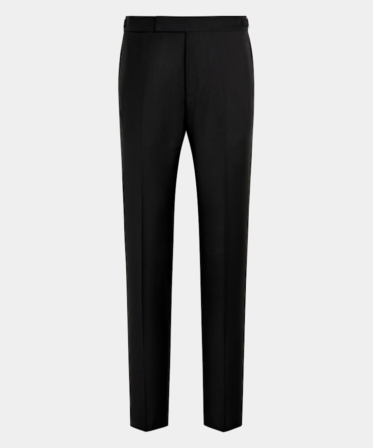  Black Slim Leg Straight Tuxedo Pants