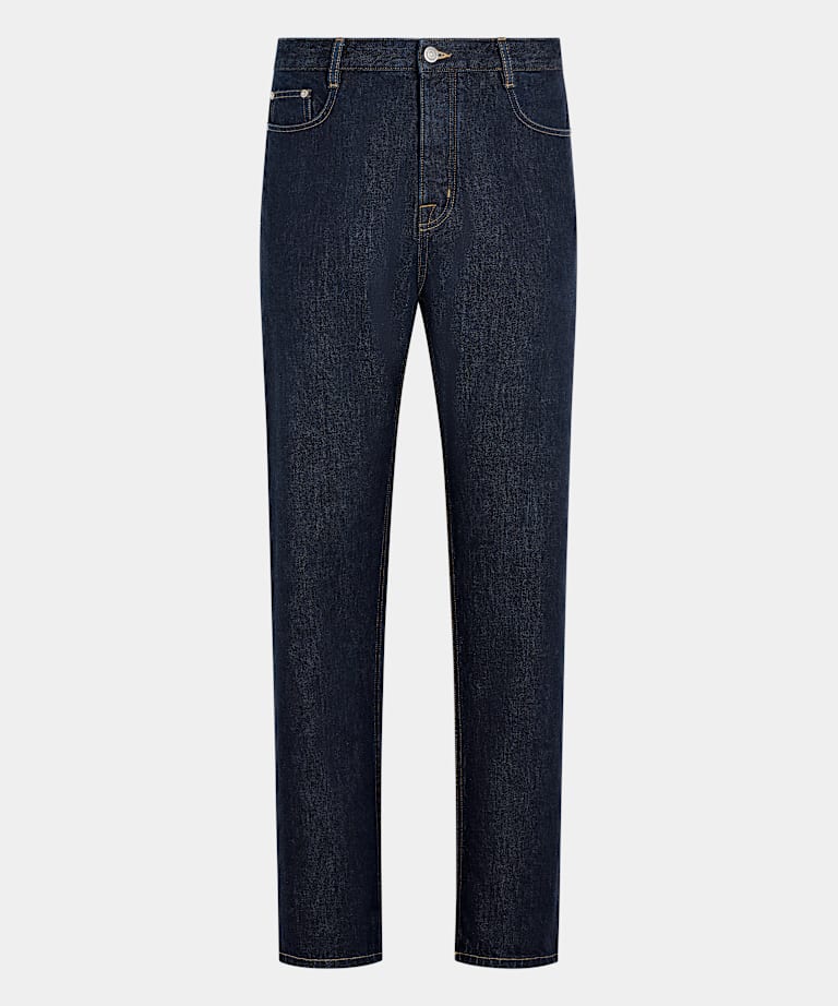 Dark Blue Straight Leg Tapered Jeans