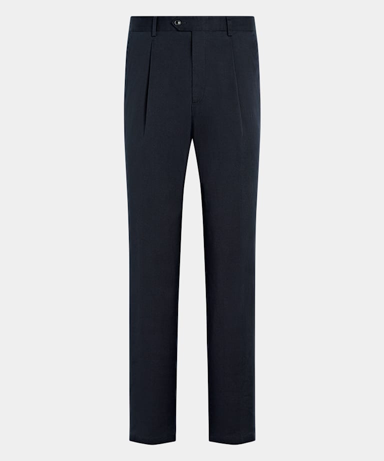 Navy Wide Leg Tapered Chinos