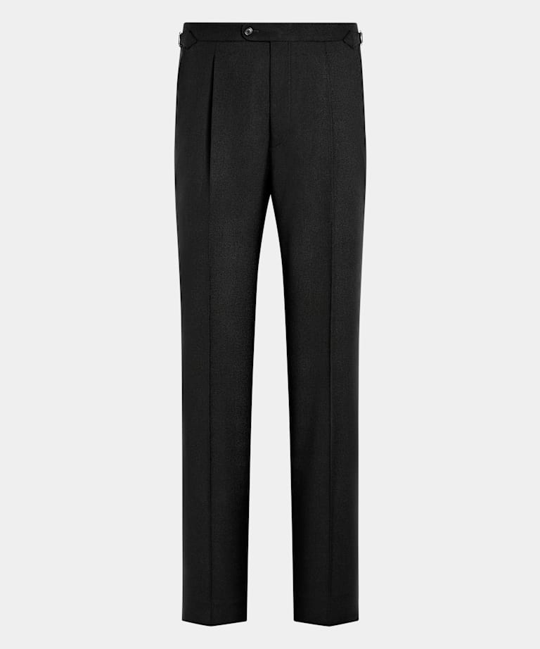 Black Wide Leg Tapered Suit Trousers