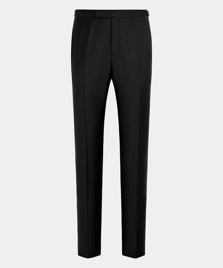  Black Slim Leg Straight Tuxedo Pants