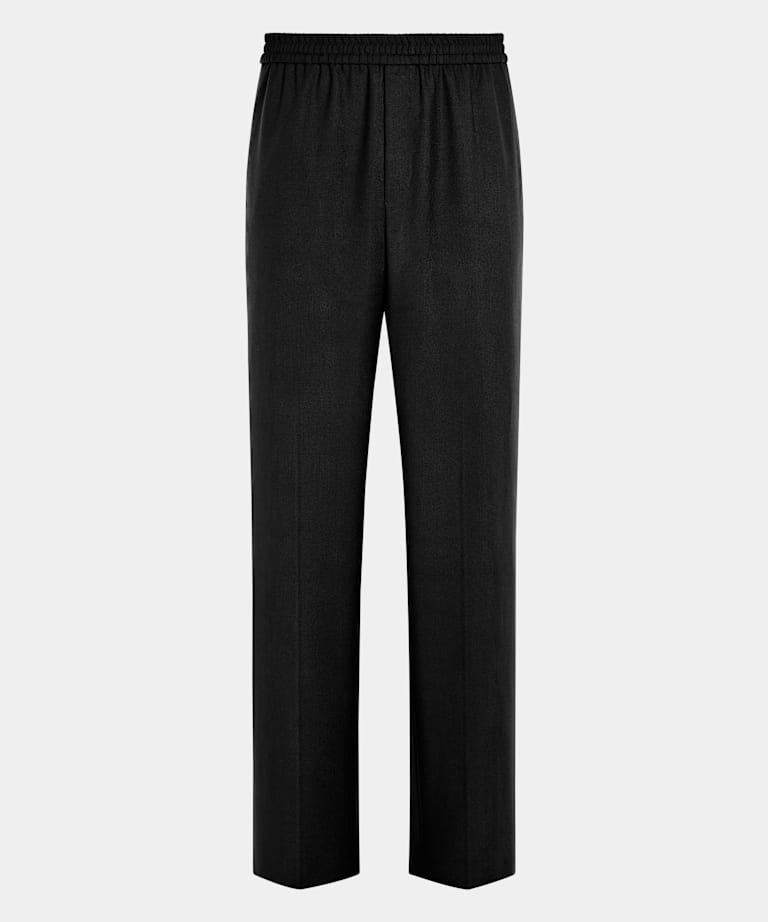 Black Wide Leg Straight Trousers