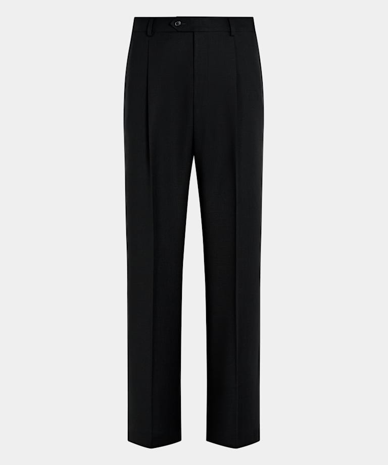 Black Wide Leg Straight Trousers