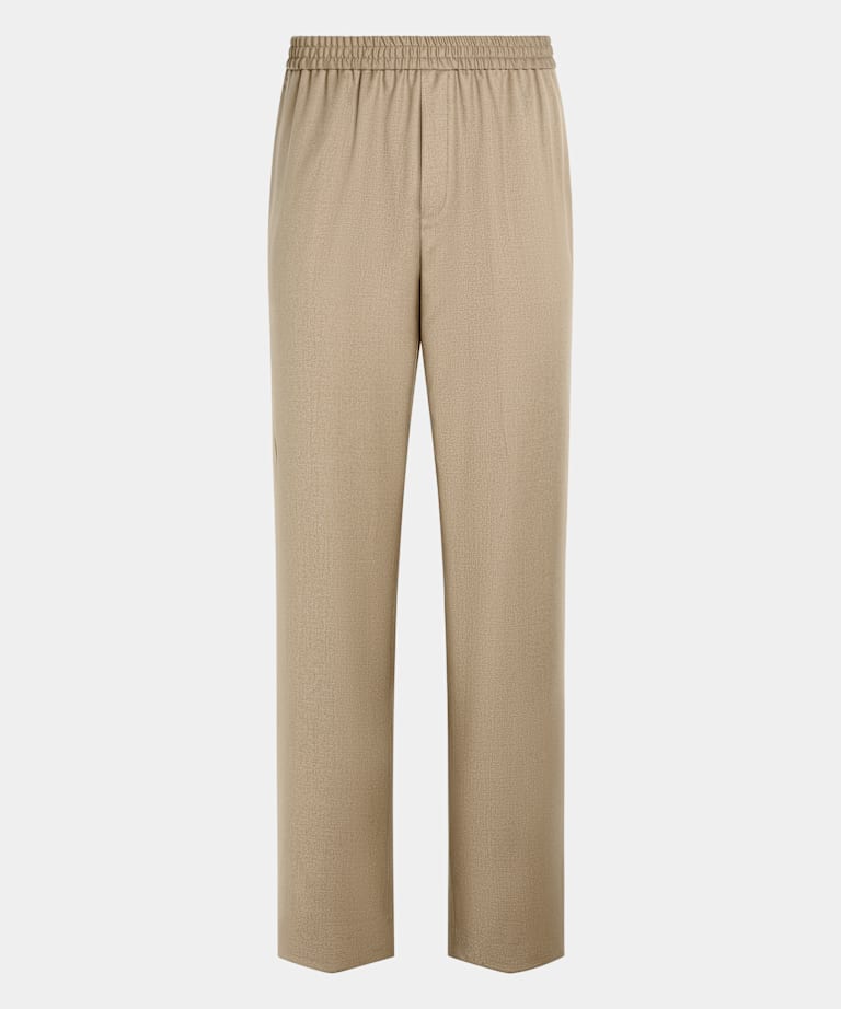 Sand Wide Leg Straight Trousers