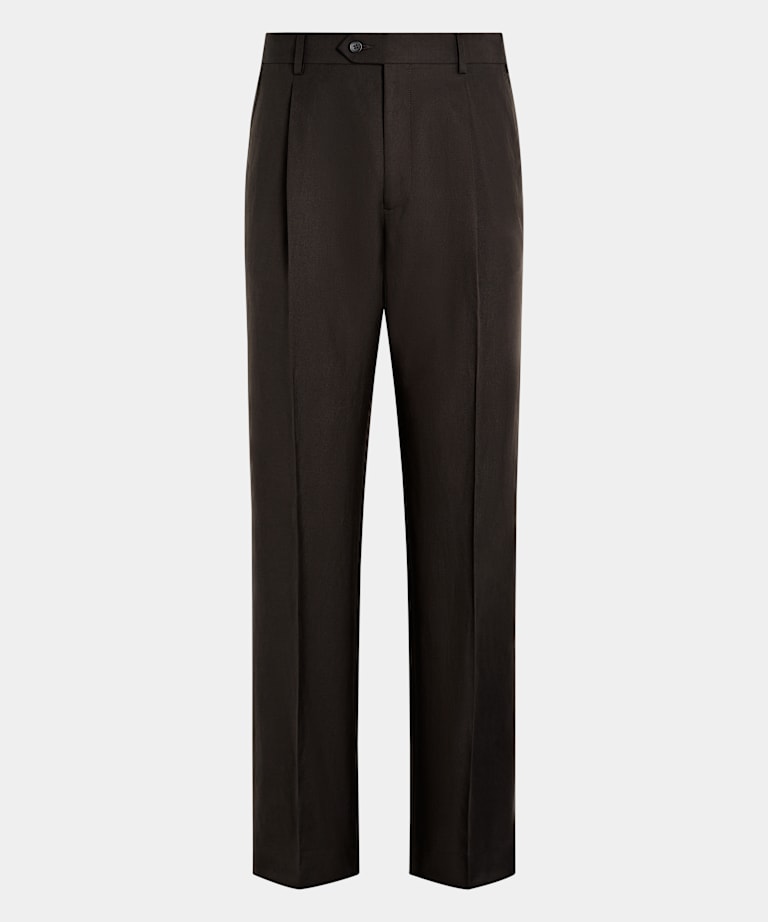 Dark Brown Wide Leg Straight Trousers