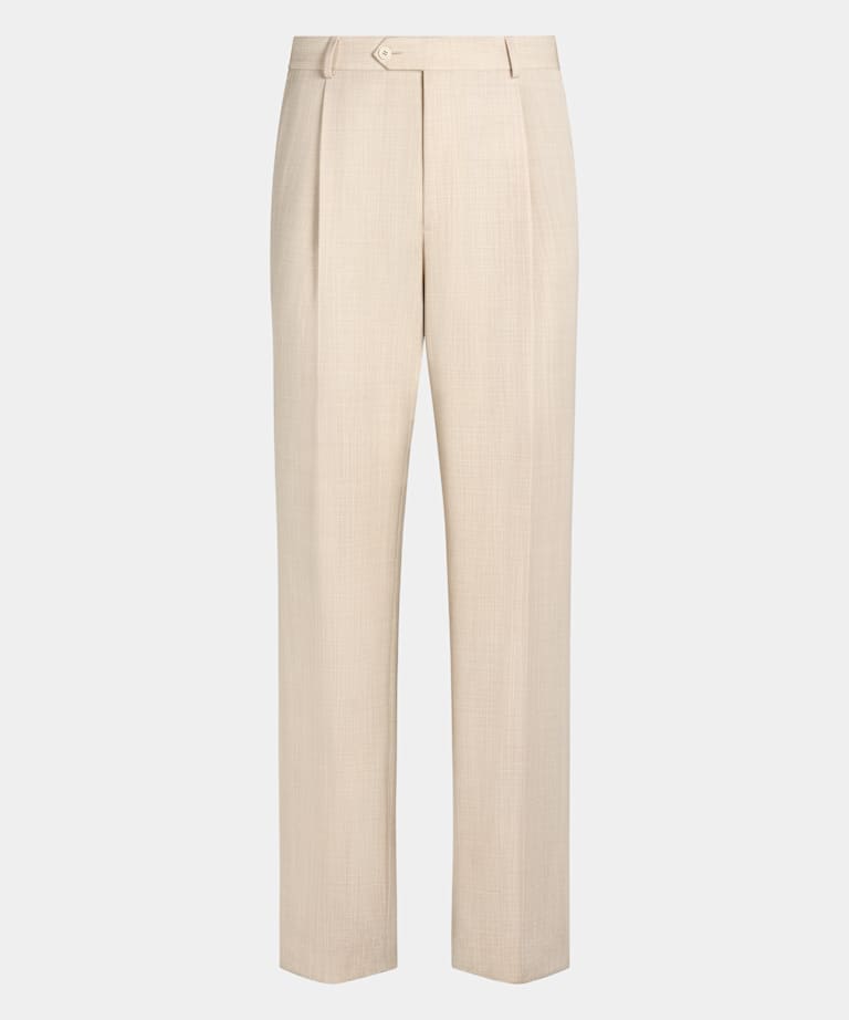 Sand Wide Leg Straight Trousers