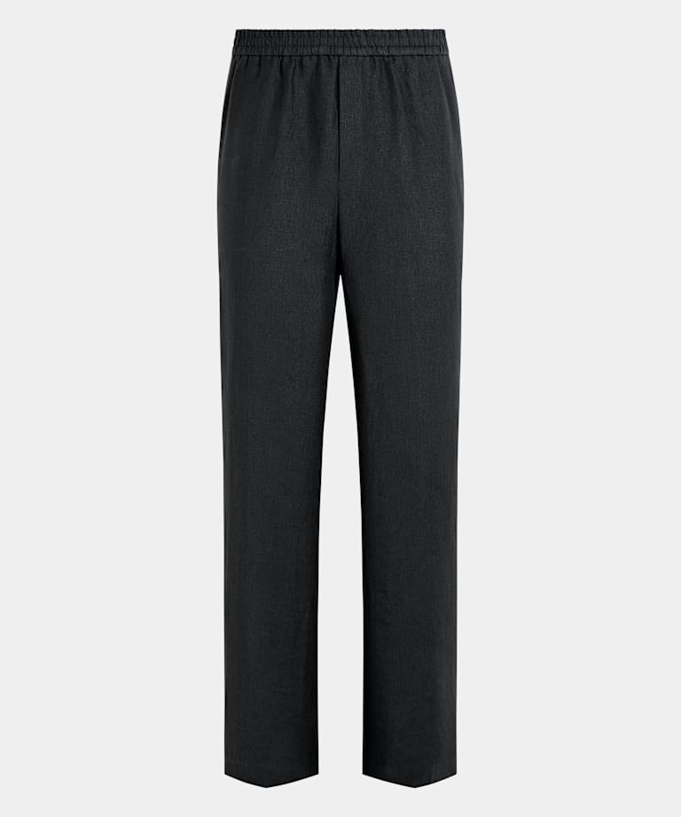 Black Wide Leg Straight Trousers