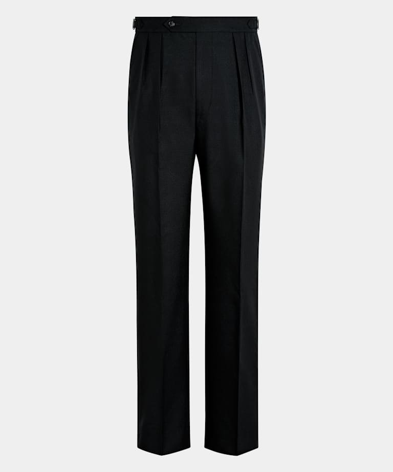 Black Wide Leg Tapered Trousers