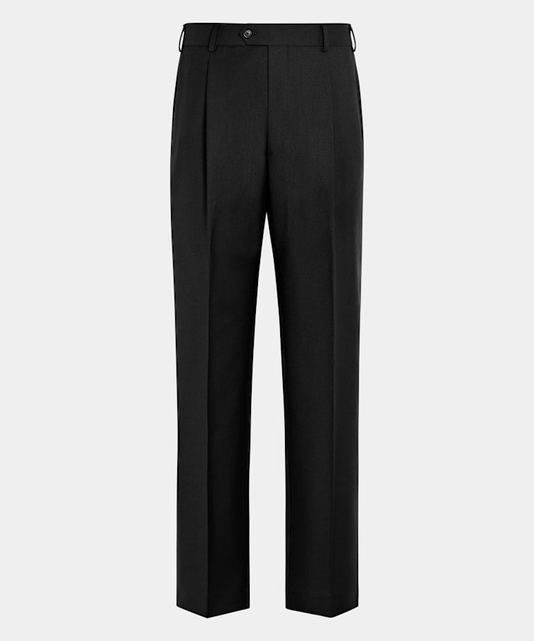 Black Wide Leg Straight Trousers