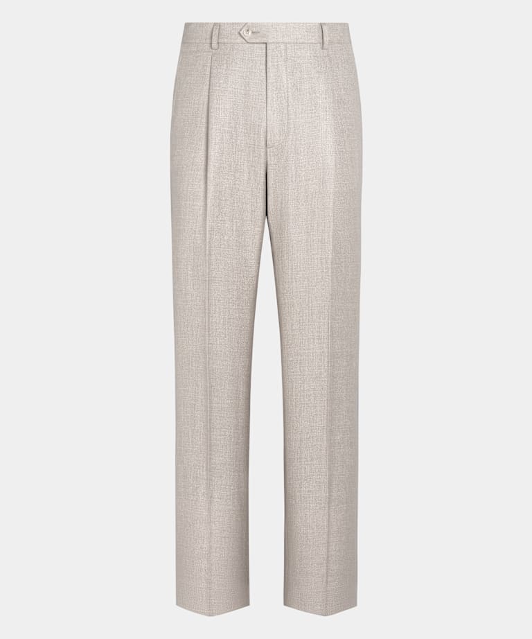 Light Taupe Wide Leg Straight Trousers