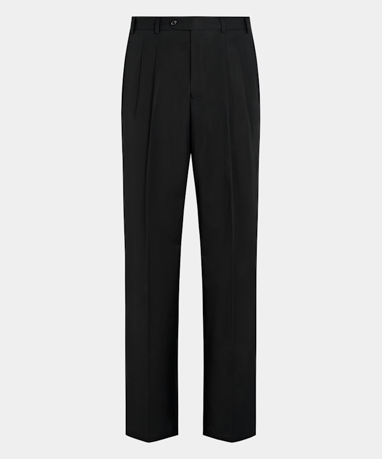 Black Wide Leg Straight Chinos