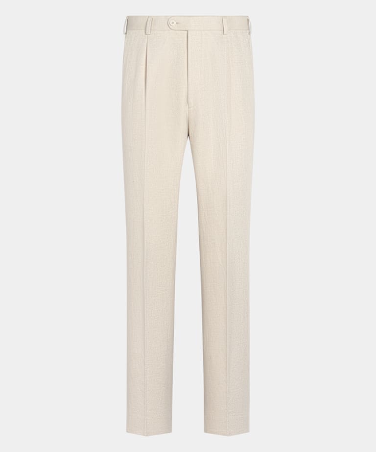 Sand Wide Leg Tapered Trousers