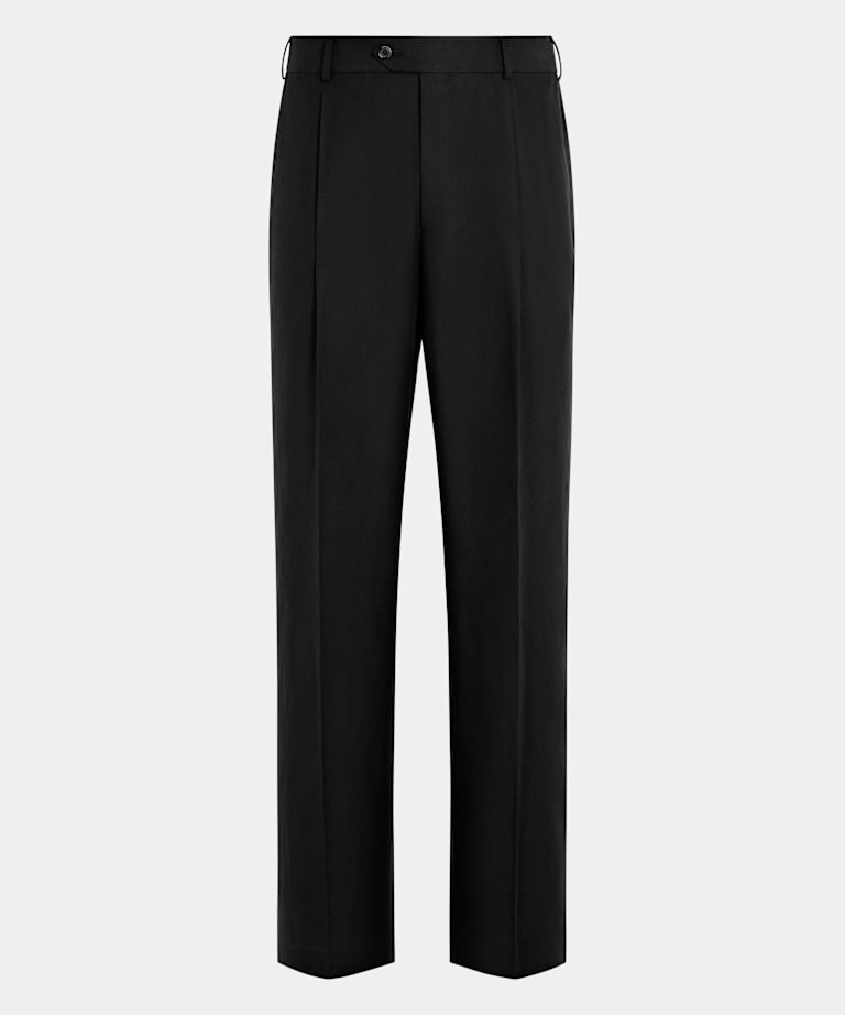 Black Wide Leg Straight Trousers