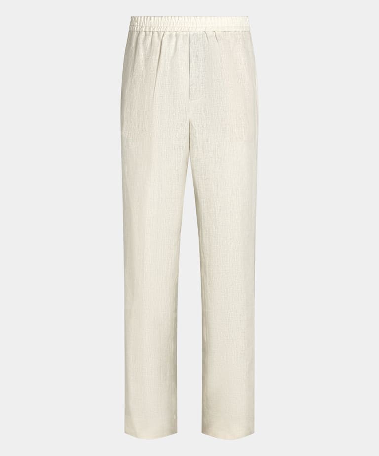Sand Wide Leg Straight Trousers