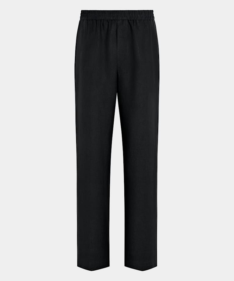 Black Wide Leg Straight Trousers