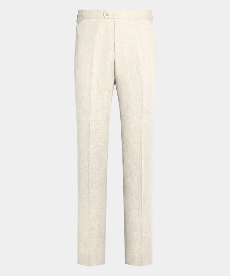 Sand Slim Leg Straight Suit Trousers