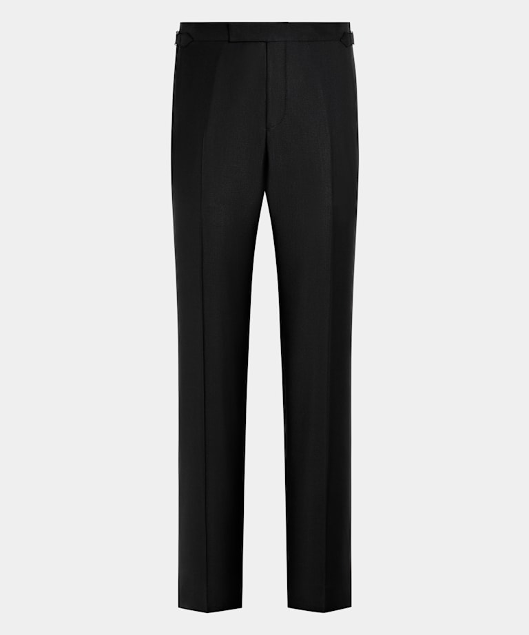 Black Straight Leg Tuxedo Trousers