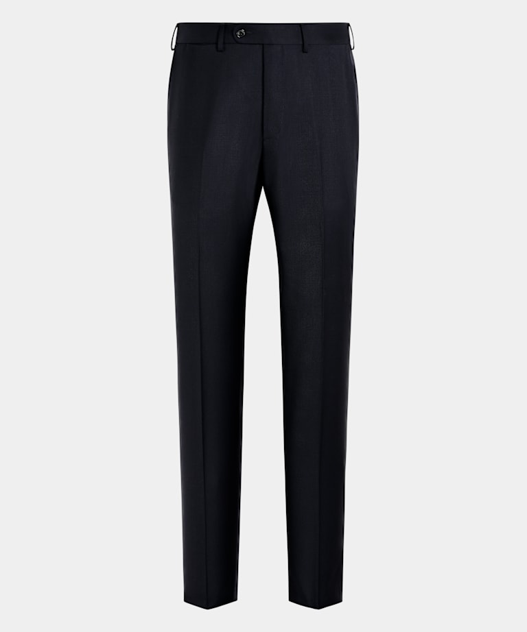 Navy Slim Leg Straight Suit Trousers