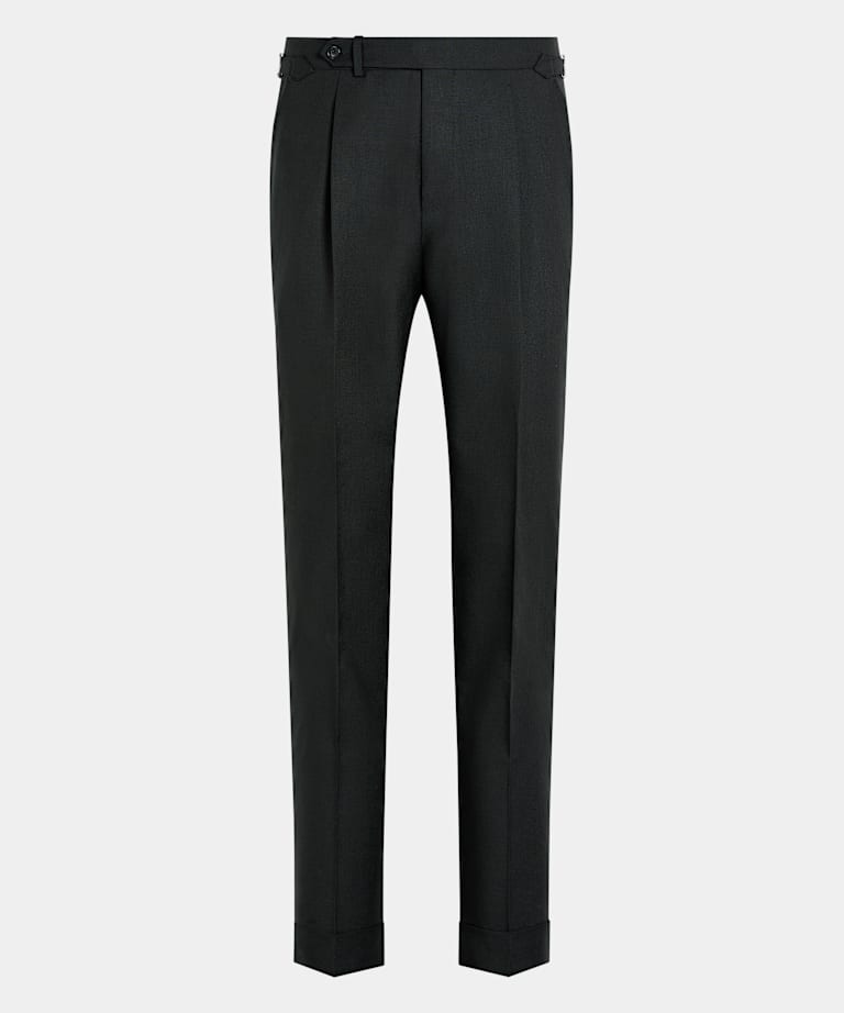 Dark Green Slim Leg Tapered Suit Trousers