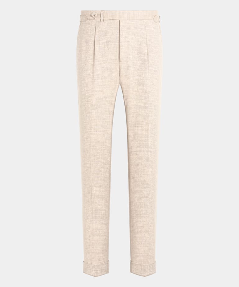 Sand Slim Leg Tapered Suit Trousers