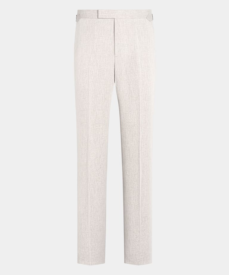 Light Taupe Straight Leg Suit Trousers