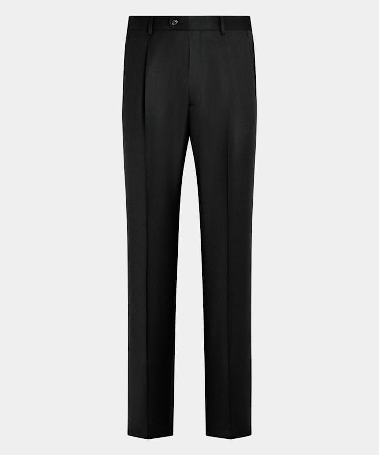 Black Wide Leg Tapered Suit Trousers