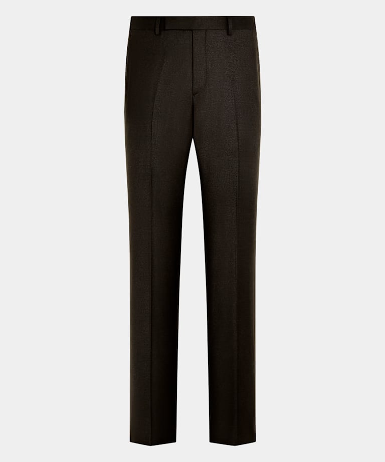 Dark Brown Straight Leg Suit Trousers