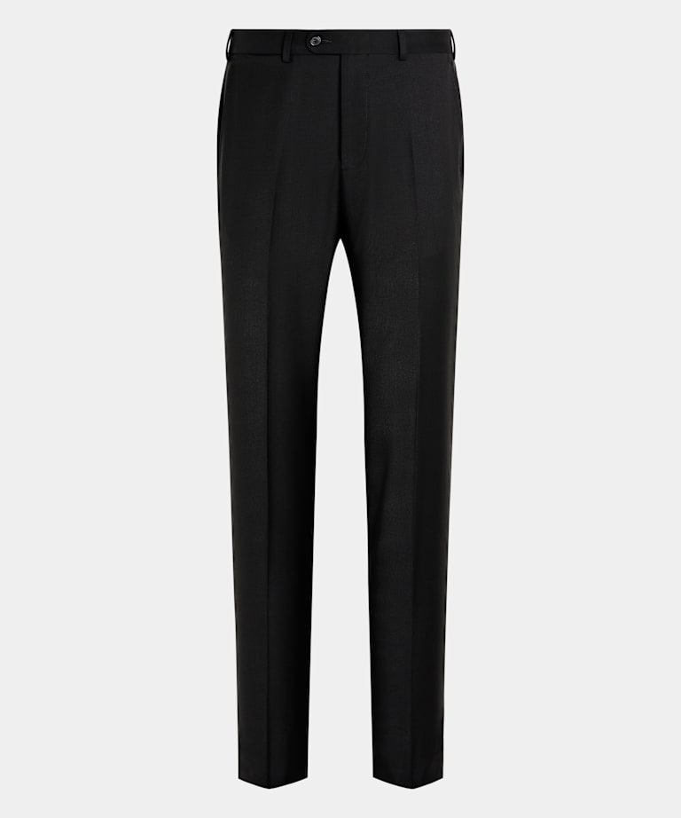 Black Slim Leg Straight Suit Trousers