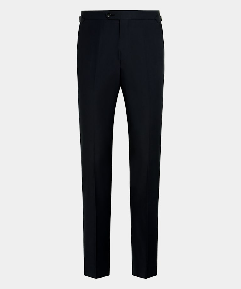 네이비 슬림 레그 스트레이트 팬츠