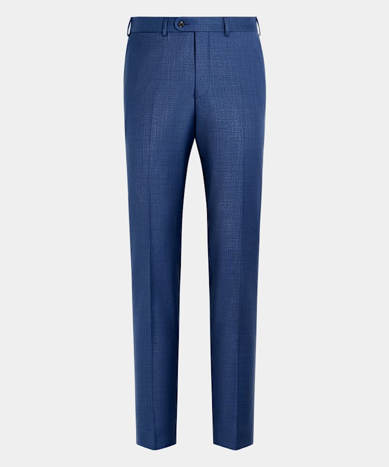 Mid Blue Slim Leg Straight Suit Trousers