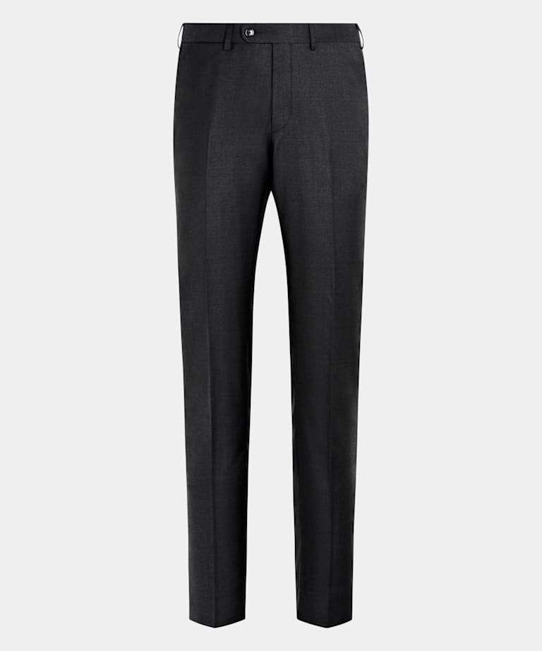 Dark Grey Slim Leg Straight Suit Trousers